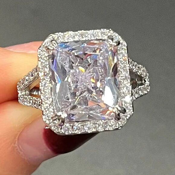 The Upgrade Ring 6 Carat statement engagement cocktail ring in 925 silver sz 7 - Picture 3 of 15